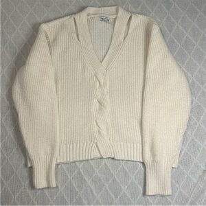 Nine West Cream Cropped Cable Knit Sweater size XXL